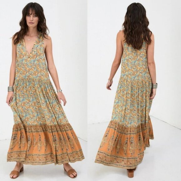 SPELL and The Gypsy Collective Delirium‎ Maxi Dress Gold Size XXS Romantic Boho - Picture 15 of 15